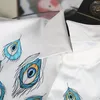 New Peacock Feathers Printed Male Shirts Luxury Long Sleeve Casual Mens Dress Shirts Fashion Slim Fit Party Man Shirts 3XL