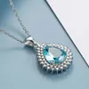 Anhänger Halsketten 2023 Modeschmuck Elegante Einfache Kragen Kette Kurze Brautjungfer Geschenk Kristall Blau Zirkon Halskette Für Frauen