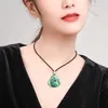 Anhänger Halsketten Burma Jade Buddha mit Seilkette Echter Myanmar Jadeit Maitreya Fengshui Charm Halskette Männer Frauen Glück Amulett