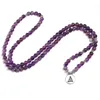 Bracelets à breloques Naturel Violet Cristal Améthystes Bracelet 6mm Perles Collier Yoga 108 Mala Pierre pour Femmes Lotus Energy Bijoux 230731