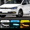 2st Dayime Running Light for VW Volkswagen Polo 2014 2015 2016 2017 Flow Yellow Turn Signal LED DRL FOG LAMP2630