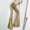 Women's Pants s Y2k Shiny Flare Women High Waist Full Length Slim Fit Trousers Snake Print Vintage Streetwear Female Wide Leg 2023 230731