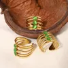 Klusterringar vilda gratis 18k guldpläterade rostfritt stål ring för kvinnor lyxig grön opalöppning justerbar trendiga smycken