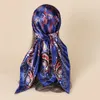 Halsdukar imitera silke satin halsduk man kvinnor mode paisley fågel blommig sjal stal hijab fyrkantig kerchief 9090cm 230801