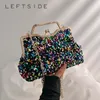 Bolsos de noche LEFTSIDE Sequin Crossbody para mujer 2023 Diseñador de lujo Moda Bolsos de fiesta Tendencia Cadena Cluth 230731