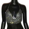 Tanks pour femmes akyzo diamants sexy Crystal Metal Camisole 2023 Été Femme Rignestone Bablier Terb Top Glitter Club Club Nightclub Wear