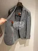 Mens Blazers Loro Piana 가을 긴 소매 린넨 레저 정장 코트 그레이 네이비 블루