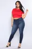 Kvinnors jeans 2023 Plus Size L-5XL Hög midja stretch Slim Small Feet Pants Stora kläder toppkvalitet