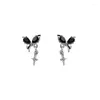 Stud Earrings Punk Black Liquefied Butterfly Female Sweet Cool Spicy Girl Dark Party Jewelry Gift Accessories