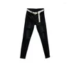 Women's Jeans Drill Pencil Pants 2023 Autumn Hole Black High Waist Slim Little Leg Women