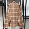 Vestes pour femmes 2023 manteau de cardigan à motif de damier en laine brossée pour amoureux de l'automne et de l'hiver