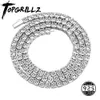 Stränge Saiten TOPGRILLZ 925 Sterling Silber 36 mm Tenniskette mit Federverschluss Iced Out CZ Halskette Hip Hop Schmuck für Männer Frauen 230801