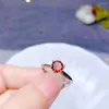 Кластерные кольца 6 мм натуральное красное кольцо для женщин для женщин подарок хрустальный камень 925 Серебряные бусины Мозамбик