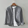 Chemises décontractées pour hommes Style japonais Simple polyvalent pour hommes manches longues en vrac couleur unie coton boutonné chemise hauts confortables