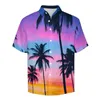 القمصان غير الرسمية للرجال ميامي قميص أشجار النخيل طباعة شاطئ فضفاض هاواي بلوزات مضحكة بأكمام قصيرة من ملابس كبيرة الحجم