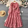 Robes décontractées Elgeant Robe Florale Femmes Printemps Automne Évider Doux Crochet Fleur Français Dames Mince Une Ligne Haute Attendue Longue Robe