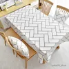 Bordduk svartvitt vattentät bordduk hem nordisk enkel stil kök restaurang rektangulär matbord bordduk r230823
