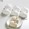 3D Rabbit Easter Bunny Silicone Mold Mousse dessert mögelkakor dekorera verktyg gelé bakning godis choklad glass mögel 210225293o