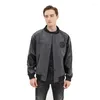 Hommes Vestes Printemps Et Automne Rétro Gris Bomber Veste Beau Ins Broderie Tendance Couple Baseball Uniforme Hommes