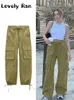 Women's Pants Capris Fashion Y2K Pockets Cargo Long Pants For Women Elastic High Waist Sweatpants Female Casual Drawstring Wide Leg Baggy Trousers 230731