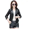 Frauen Leder M-5XL Damen Casual Faux Jacken Frauen Kleidung 2023 Frühling Stil Outwear Kurze Koreanische Version Von Motorrad PU mantel