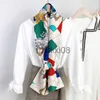 Scarves Fashion Eruo Double Side Printing Striped Small Long Satin Silk Scarf For Women Luxury Brand Ladies Neck Scarf Work Neckerchiefs J230801