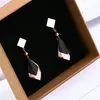 Stud Earrings YUN RUO Brand Rose Gold Color Geometric Tassel Earring For Woman Girl 316 L Stainless Steel Fashion Jewelry Never Fade