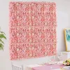 Dekorativa blommor Konstgjorda blommväggspaneler Faux 3D Silk Rose Backdrop för bröllopsfest Brudbaby shower utomhusdekoration