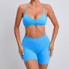 Женские спортивные костюмы Сексуальные Scrunch Shorts поднимает Bugym Sportswear Push Up Fitness Suit йога носить спортивный бюстгальтер без спинки 2 белый