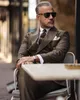 Stripe Men's Weddingスーツ2ピースNotched Lapel Groom Tuxedos for Men for Double Breched（ジャケット+パンツ）