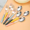 Dinnerware Sets With Thick Stainless Steel Corrugated Dessert Spoon Scoop Creative Ceramic Knife Stirring Coffee Fruit Fork