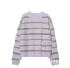 Kvinnors tröjor Kvinnor O-hals Mohair Wool Blends Stripes Ströja Loose Casual 2023 Kvinnlig långärmad jumper Knitkläder