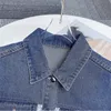 Jaquetas femininas estilo M moda casaco de malha mangas compridas jeans retalhos vestuário exterior 230731