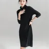 Casual Dresses 2023 Warm Women Autumn Winter Sweater Wool Knitted Turtleneck Long Sleeve Lady Elegant Solid Cashmere Dress