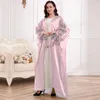 Vêtements ethniques femmes robe manches bulle femmes ouvert élégant jupe longue moyen-orient à manches longues musulman abayas simple décontracté abaya