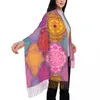 Bufandas Bufanda para mujer Invierno Abstracto Étnico Mandala Capa fina y cálida Envoltura Pañuelo femenino Pashmina Borla larga