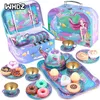 Tools Workshop Kids Tea Party Set for Little Girls Mermaid Gift Pretend Toy Tin Tea Set Princess Tea Time Kitchen Pretend Play Tea Set Toys 230731