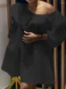 Sukienki swobodne Kobiety Kobiety bawełniane koszulka Śliczna damskie puchanie rękawa z ramię luźne eleganckie uliczne wakacje stroje 2023 lato