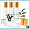 Packing Office School Business & Industrialpacking Bottles 24 Pack 10 Ml Clear Glass Roller With Golden Lids Balls1 Drop Delivery 250S