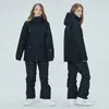 Andere Sportartikel Skianzug Winter Männer Frauen Einfarbige Schneejacke Warme winddichte verdickte Snowboardhose Wasserdichte Alpine Set 230801