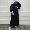 Roupas Étnicas Verão Abaya Dubai Brilhante Macio Mangas Puff Vestido Muçulmano Quimono Sedoso Robe Turquia Vestidos Longos Islam Abayas Com Cinto