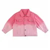 Jackor 1-8 år barn flickor gradient tie-dye rosa denim jacka småbarn baby flicka långärmad jean jackets streetwear casual 230801