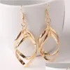 Dangle Lustre Creux Losange Boucles D'oreilles Pour Les Femmes Or Sier Piercing Déclaration Bijoux Cadeau Livraison Dhsic