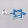 Pendentif Colliers KONGMOON Étoile De David Océan Bleu Opale De Feu Argent Plaqué Bijoux Pour Femmes Collier