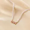 Pendant Necklaces Red 444 Necklace Angel Number Enamel Charm Pendants Imitation Pearl Choker Chain Collares Para Mujer Birthday Gift