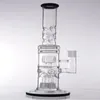 16 Inch Clear Glass Bong Hookahs with Tire Perc Double Layer Water Recycler Dab Rig Pipes for Smoking