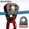 تسلق الحبال Xinda احترافية صغيرة واحدة ترس البكرة تحمل الجبال الصخرية zipline traversesolving بكرة النقل 230801