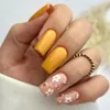 False Nails 24pcs Mid Length Square Aurora Silver Glitter Gradient Design Detachable Fake Fingernails Full Cover Press On