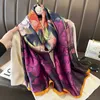 Halsdukar Ny Silk Spring Autumn Ladies Scarf Luxury Design Print Ladies Beh Shawl Scarf Fashion Smooth Square Scarf Women Turban J230801