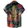 Camisas informales para hombre con estampado de flamencos para hombre moda playa vacaciones manga corta Top Streetwear 2023 ropa masculina